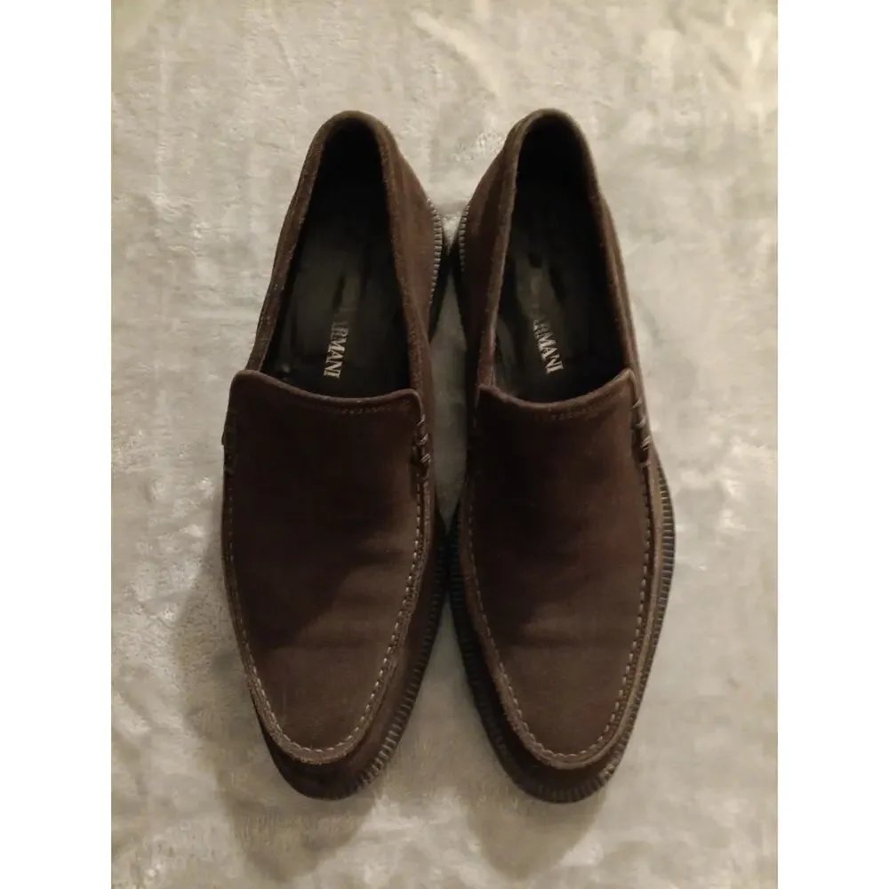 Giorgio Armani Brown Suede Loafer Shoes Mens EU 40.5 or US 7.5-8 Made In Italy